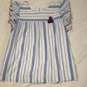 Striped Blue and White blouse with Cherry Patch